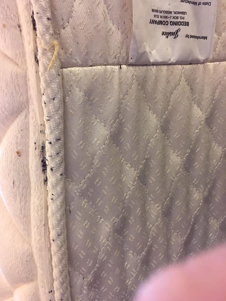 Inspection photo of trailing marks along a mattress edge